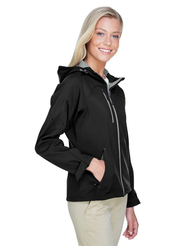 North End Ladies' Prospect Two-Layer Fleece Bonded Soft Shell Hooded Jacket — view 6