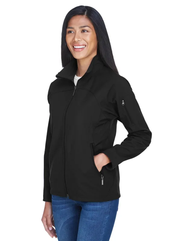 North End Ladies' Three-Layer Fleece Bonded Performance Soft Shell Jacket — view 5
