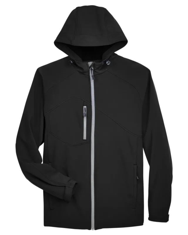 North End Men's Prospect Two-Layer Fleece Bonded Soft Shell Hooded Jacket — view 3