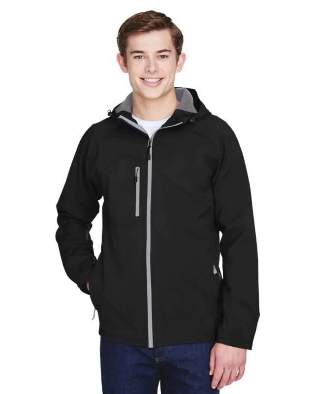 North End Men's Prospect Two-Layer Fleece Bonded Soft Shell Hooded Jacket — view 4