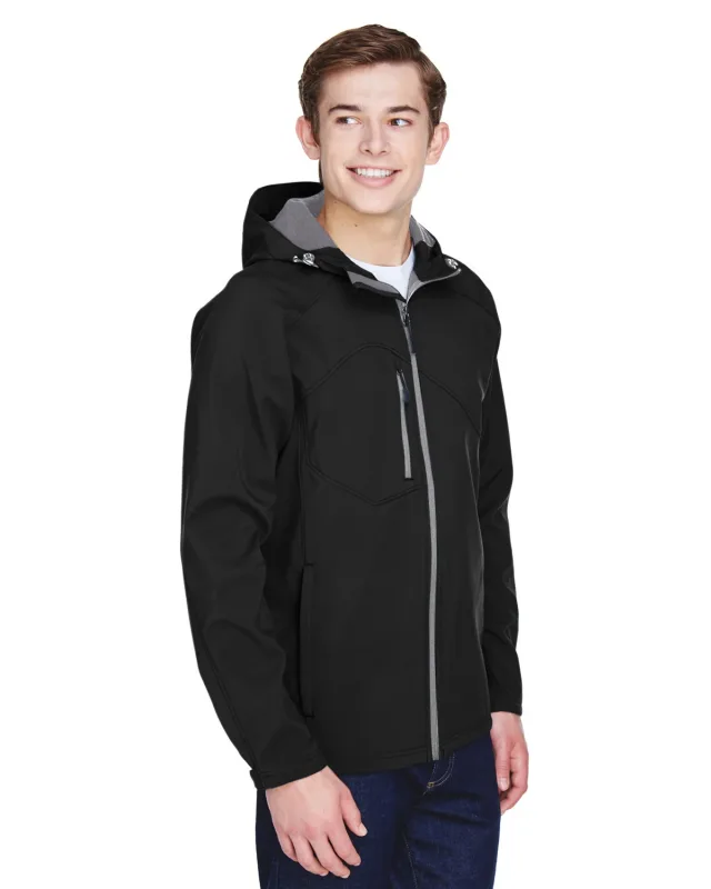 North End Men's Prospect Two-Layer Fleece Bonded Soft Shell Hooded Jacket — view 5