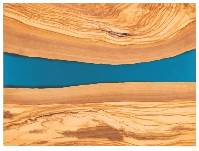 Custom Olive Wood & Blue Resin Cutting Board — view 2