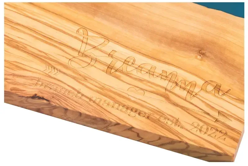 Custom Olive Wood & Blue Resin Cutting Board — view 5