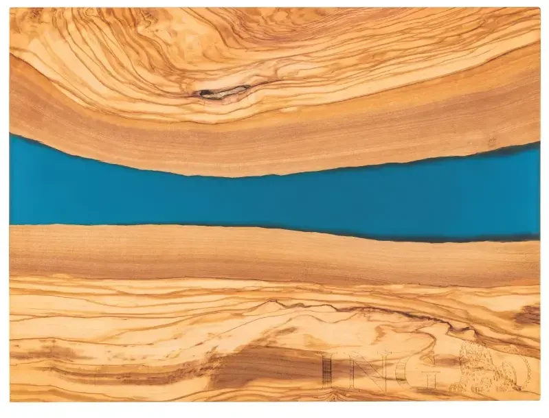 Custom Olive Wood & Blue Resin Cutting Board — view 6