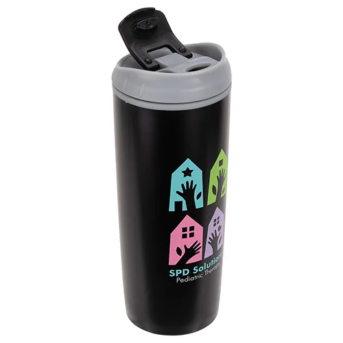 Olympia 17 oz Stainless Steel/Polypropylene Tumbler with Flip Top Lid — view 3