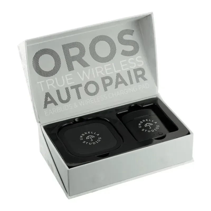 Personalized Oros Auto-Pair Earbuds with Wireless Charging Pad Kit — view 2