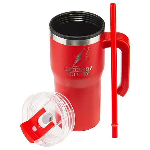 Outback 20 oz Stainless Steel/Polypropylene Mug with Lid and Straw — view 8