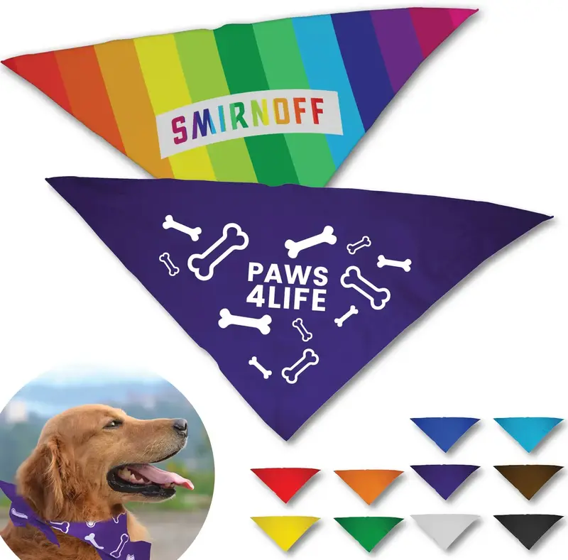 Medium/Large Customizable Pet Bandana in Full-Color Vibrant Imprints