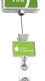 Personalized Chrome Double Up Retractable Badge Reel — view 2