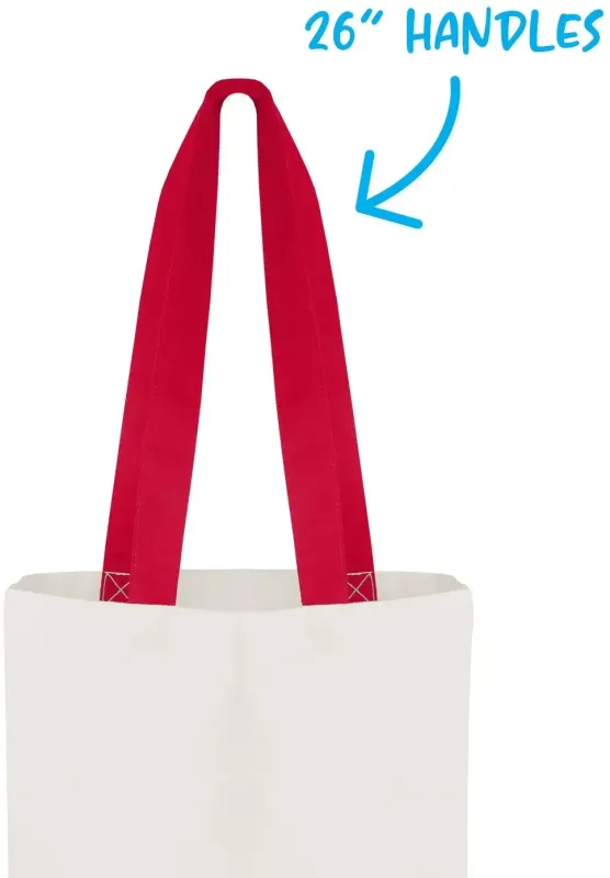Personalized Flat Tote with Colored Accent Handles — view 2