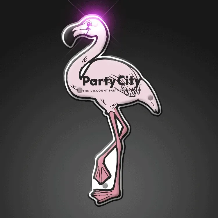 Pink Flamingo Blinky Lights-Up Lapel Pins β view 1