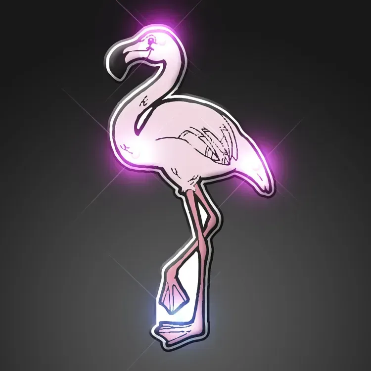 Pink Flamingo Blinky Lights-Up Lapel Pins — view 3
