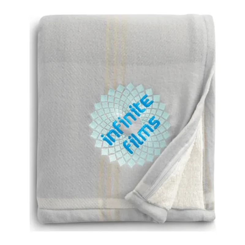 Custom Embroidered Plaid Fleece Sherpa Blanket - 50" x 60" — view 10