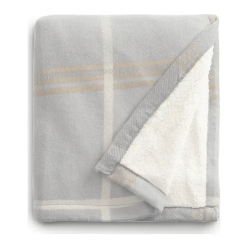 Custom Embroidered Plaid Fleece Sherpa Blanket - 50" x 60" — view 13