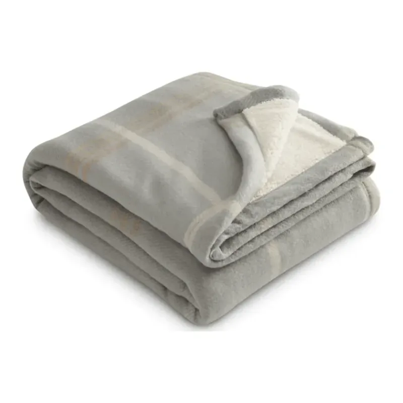 Custom Embroidered Plaid Fleece Sherpa Blanket - 50" x 60" — view 15