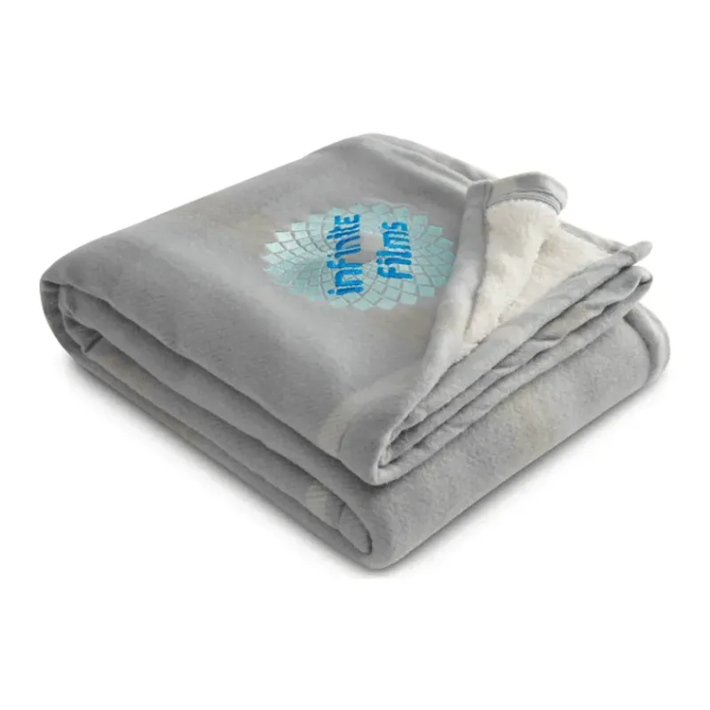 Custom Embroidered Plaid Fleece Sherpa Blanket - 50" x 60" — view 16