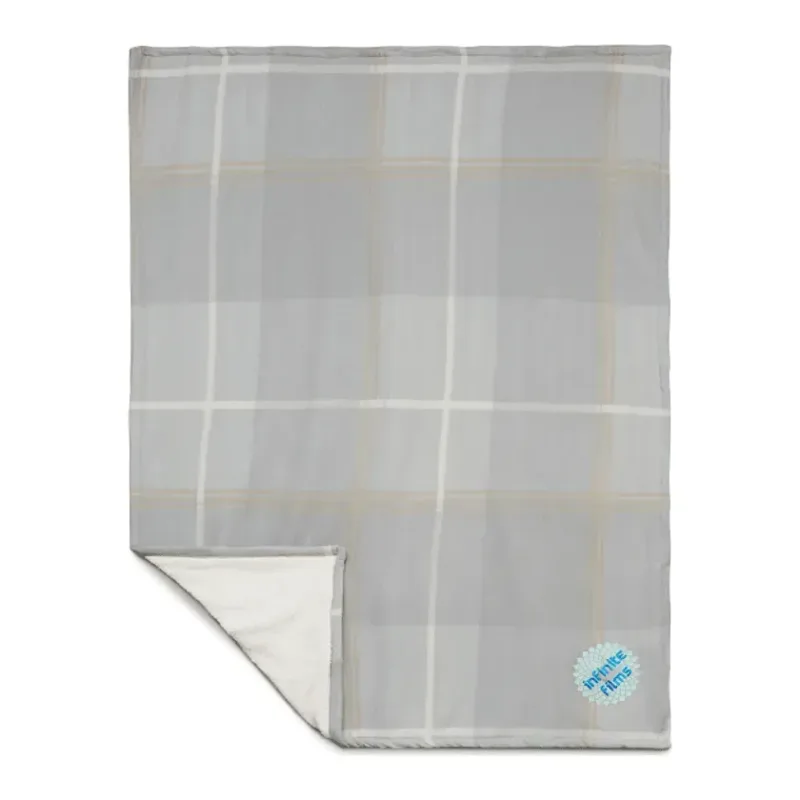 Custom Embroidered Plaid Fleece Sherpa Blanket - 50" x 60" — view 17