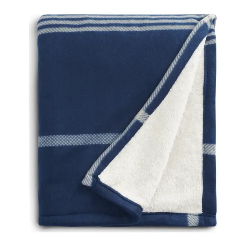 Custom Embroidered Plaid Fleece Sherpa Blanket - 50" x 60" — view 3