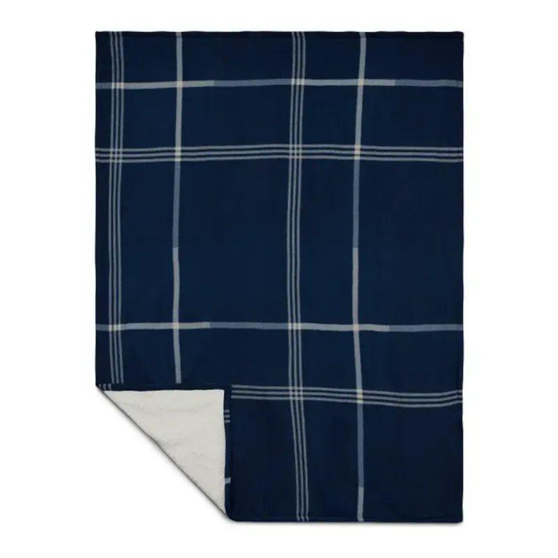 Custom Embroidered Plaid Fleece Sherpa Blanket - 50" x 60" — view 4