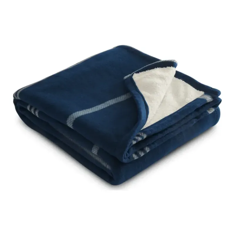 Custom Embroidered Plaid Fleece Sherpa Blanket - 50" x 60" — view 5