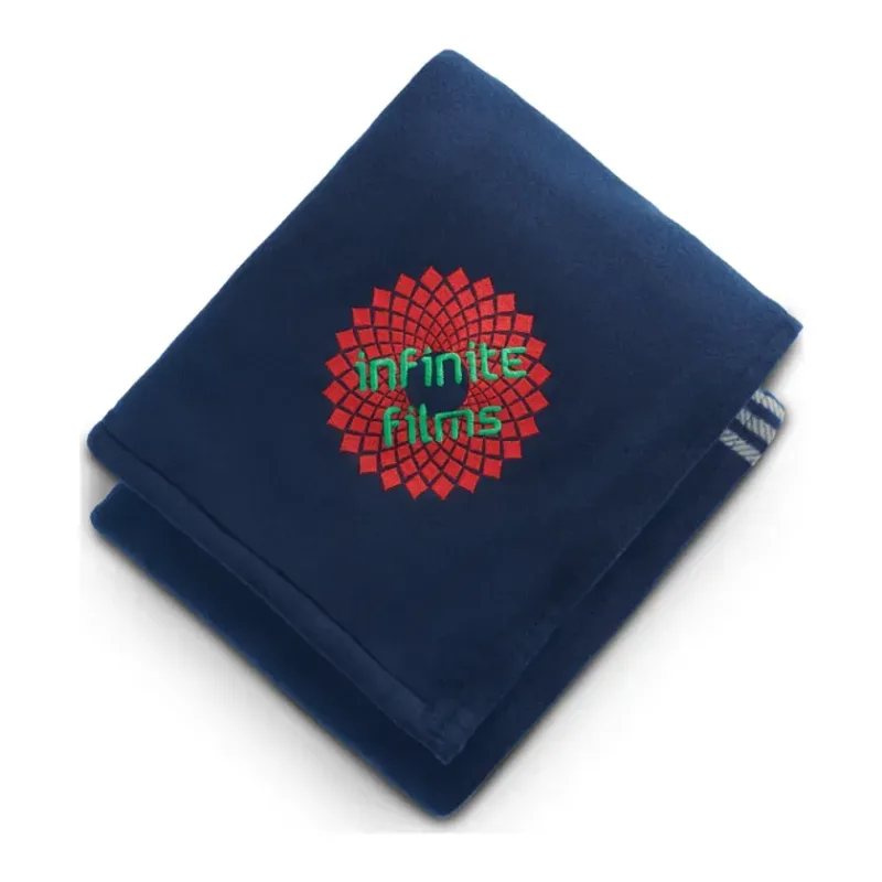 Custom Embroidered Plaid Fleece Sherpa Blanket - 50" x 60" — view 8