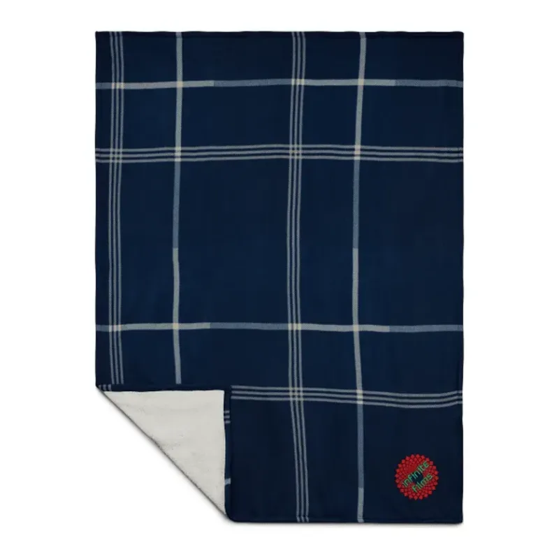 Custom Embroidered Plaid Fleece Sherpa Blanket - 50" x 60" — view 9