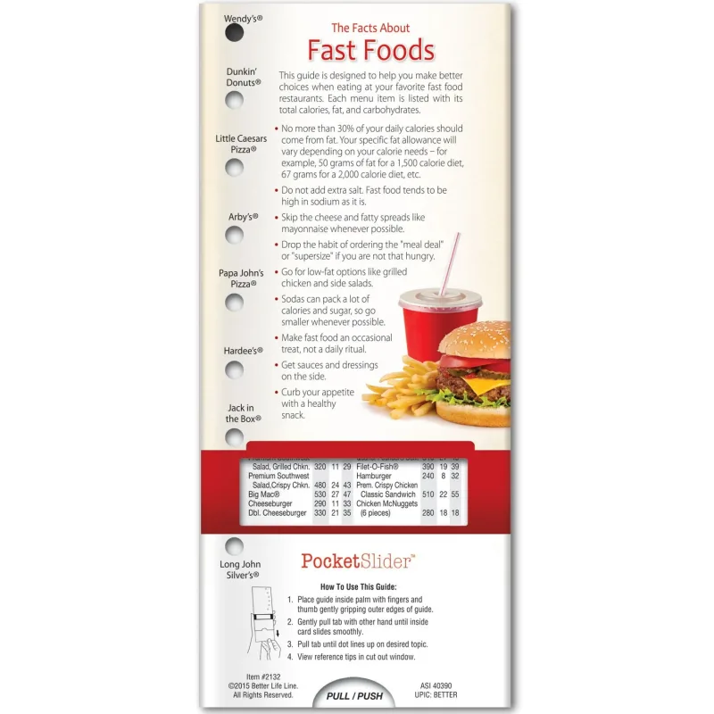 Promotional Pocket Slider - Fast Foods: Carbs, Calories, and Fat — view 2