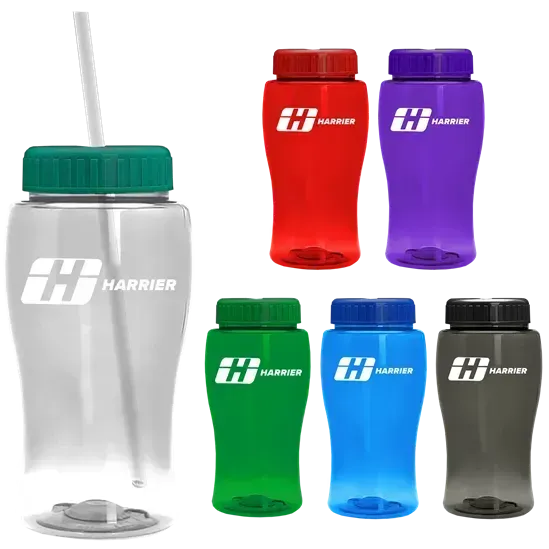 Personalized Transparent Bottle (18 oz) with Straw Lid
