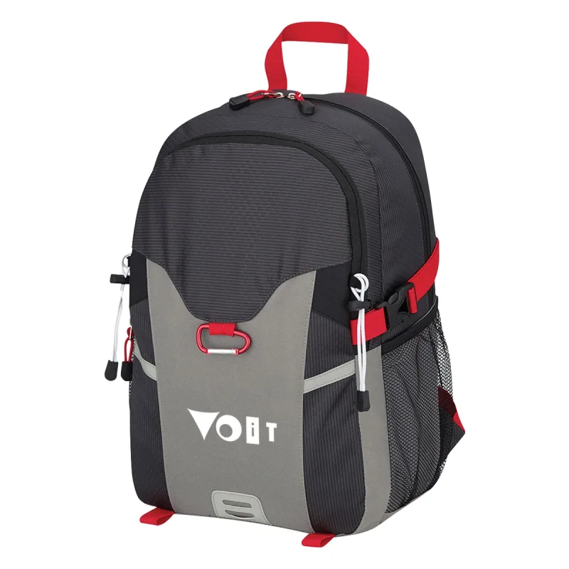 Polyester Backpack w/ 2 Mesh Pockets for Hiking, Running, Travelling, Carabiner Hook — view 2