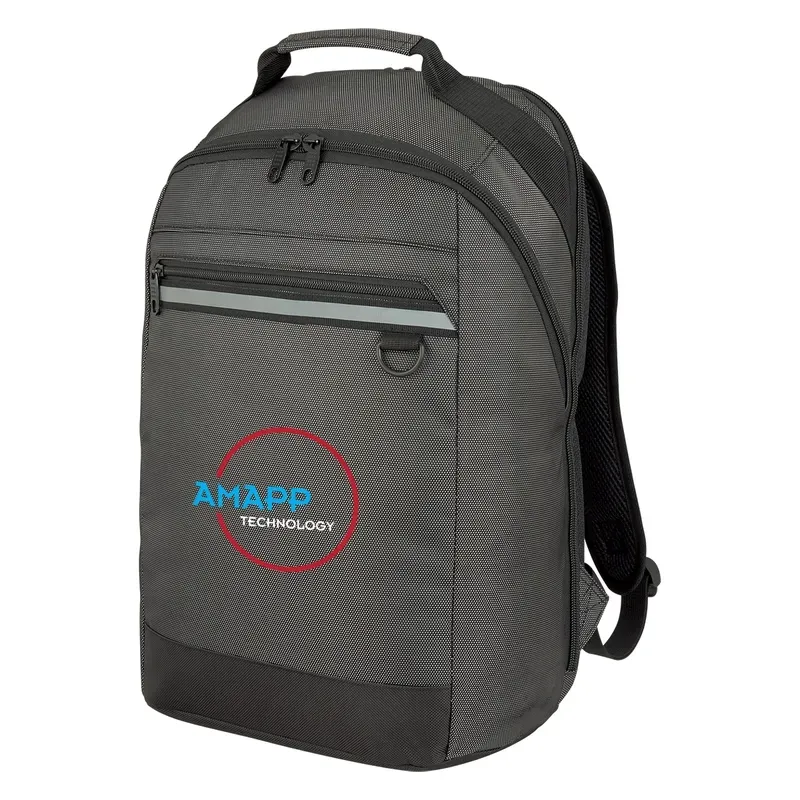 Polyester Reflective Accent Backpack w/ Front Zippered Compartments