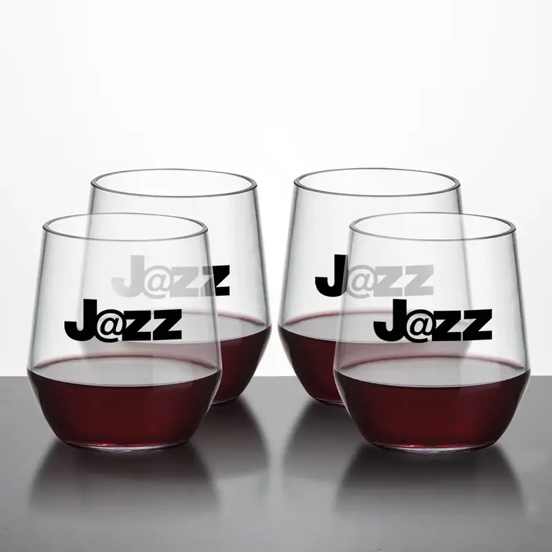 Unbreakable 15oz Tritan Stemless Poolside Wine Glasses Set