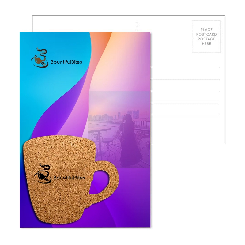 Post Card with Coffee Cup Cork Coaster