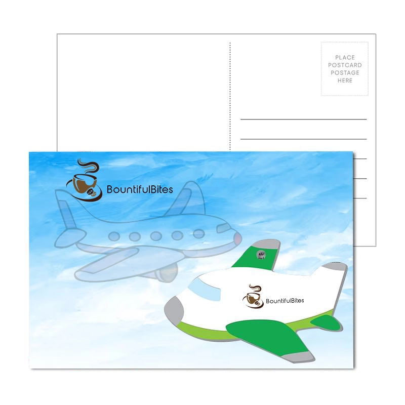 Post Card With Full-Color Green Plane Luggage Tag