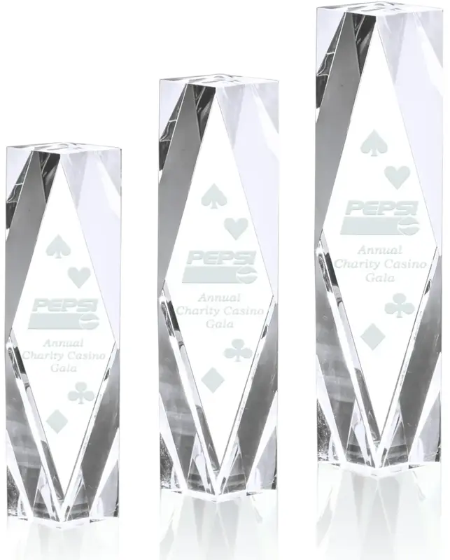 Engraved Optic Crystal President Award with Deep Bevels