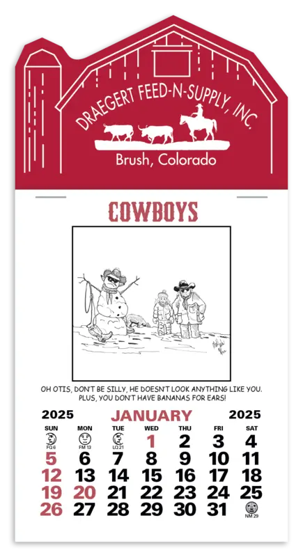 Press-N-Stick™ Header Cowboy Calendar (12-Month)