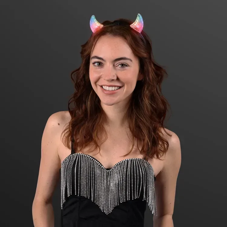 Prismatic LED Devil Horns, Slow Color Change — view 2