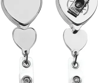 Promotional Heart Shape Chrome Double Up Secure ID Badge Reel — view 3