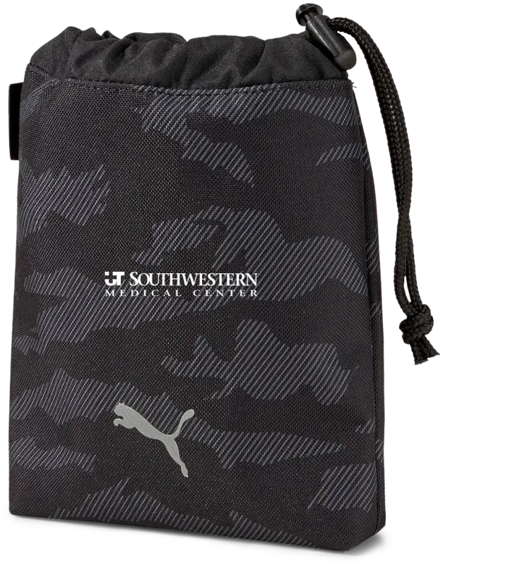 Custom Puma Golf Valuables Pouch – Reflective Cat Logo, Black Camo, Top Cinch Closure — view 2