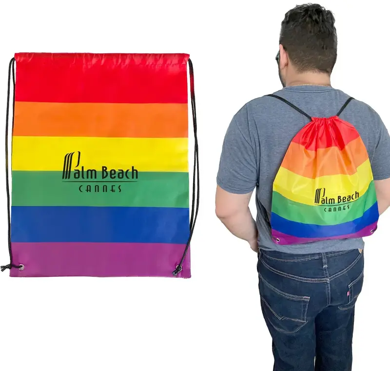 Promotional Rainbow Drawstring Backpack