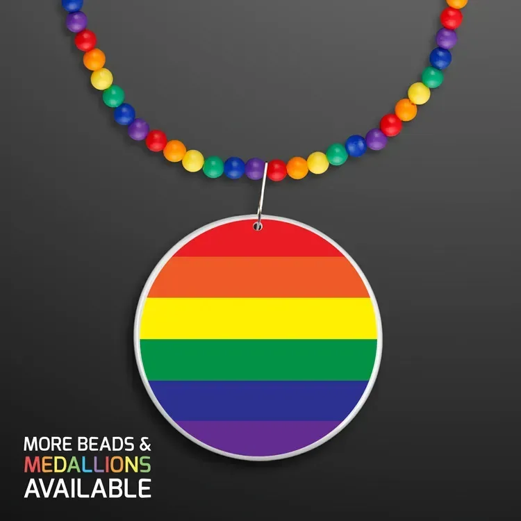 Rainbow Beads Necklace with Medallion (NON-Light Up) — view 2