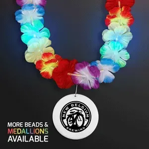 Rainbow Flashing LED Lei with Round Medallion — view 15