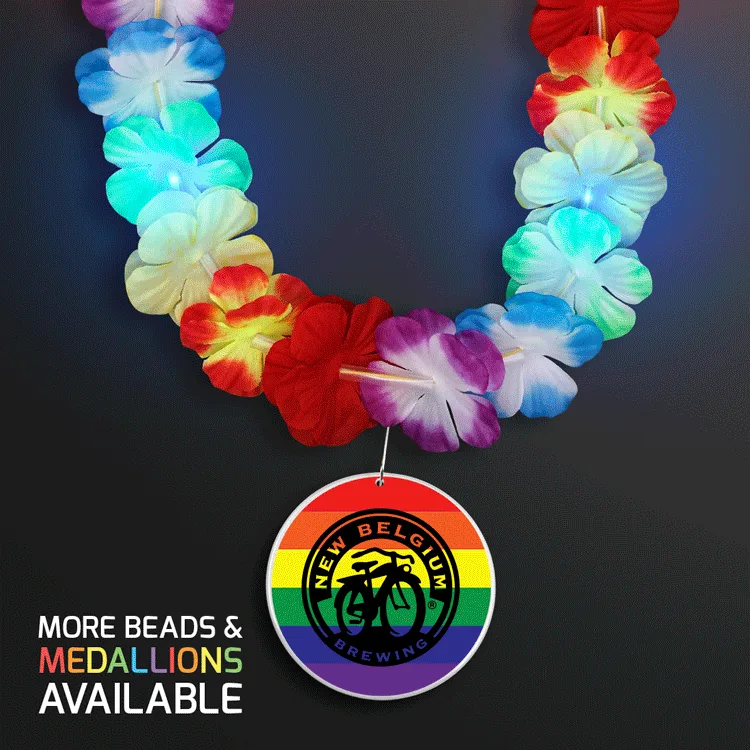 Rainbow Lei LED Flower Necklace with Medallion — view 12