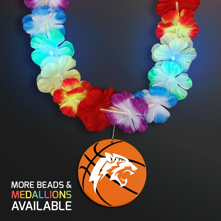 Rainbow Lei LED Flower Necklace with Medallion — view 13