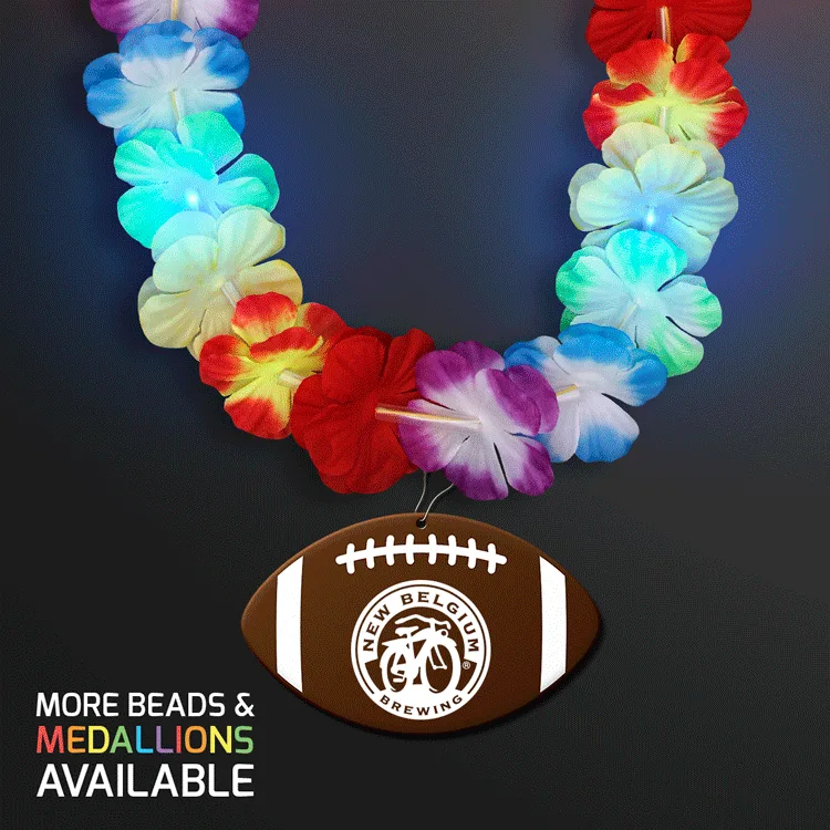 Rainbow Lei LED Flower Necklace with Medallion — view 14