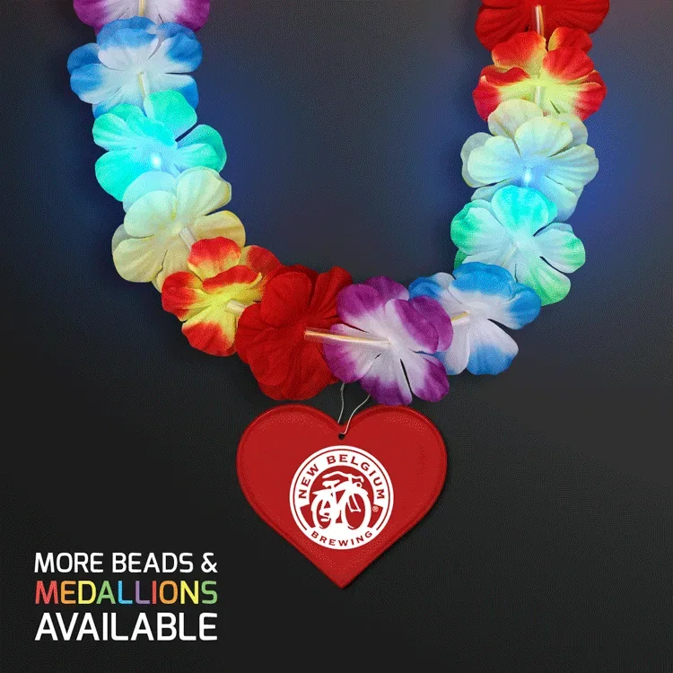 Rainbow Lei LED Flower Necklace with Medallion — view 15
