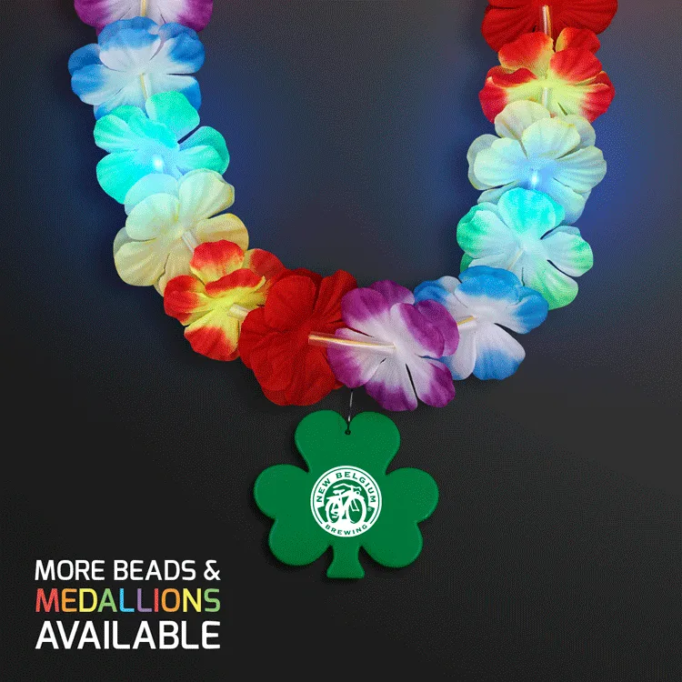 Rainbow Lei LED Flower Necklace with Medallion — view 16