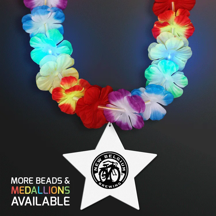 Rainbow Lei LED Flower Necklace with Medallion — view 17