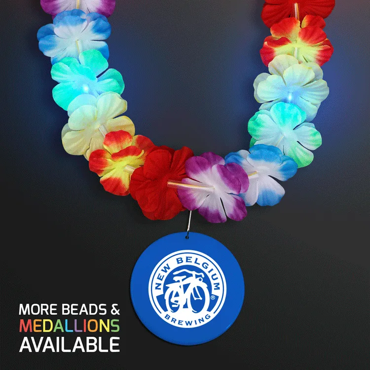 Rainbow Lei LED Flower Necklace with Medallion — view 4