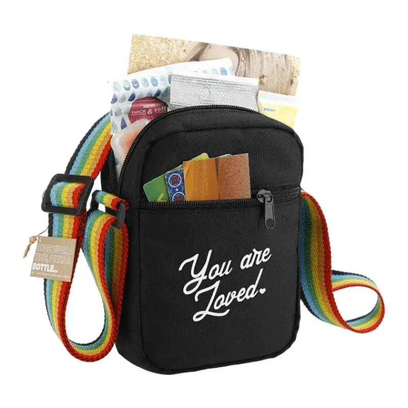 Custom Rainbow RPET Crossbody Tote Bag — view 4