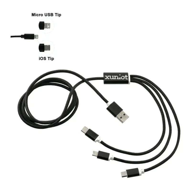 Custom Branded 3-in-1 Long Charging Cable - 47" — view 3